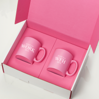 Work and Work From Home WFH Pink with Pink Satin Mugs