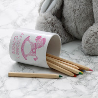 personalised Pink Rocking Horse Pen Pot