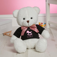 Personalised Pink Rocking Horse White Millie Teddy Bear