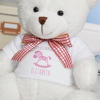 Personalised Pink Rocking Horse White Millie Teddy Bear