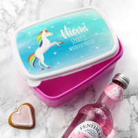 personalised Rainbow Unicorn Lunch Box - Pink
