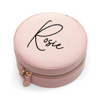 personalised Round Jewellery Case - Pink