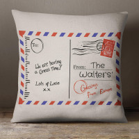 personalised Family Postcard Cotton Cushion