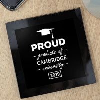 personalised Proud Graduate Black Glass Coaster