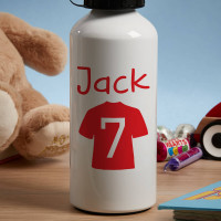 Personalised Red Football Shirt White Water Bottle