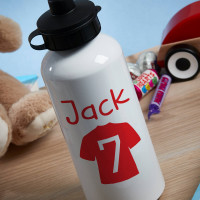 Personalised Red Football Shirt White Water Bottle