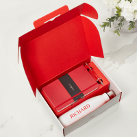 Red Castelli Notebook, Pen & White Water Bottle Gift Set
