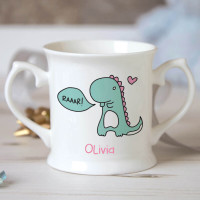 personalised Girl Dinosaur Christening Mug