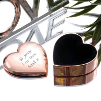 personalised rose gold heart shaped trinket box