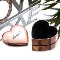 personalised rose gold heart shaped trinket box