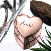 personalised rose gold heart shaped trinket box