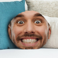 personalised Man Face Round Photo Cushion 18"
