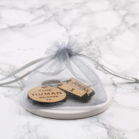 personalised Wood Round Keyring with Tabs