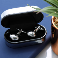 personalised Rugby Ball Sports Cufflinks Gift Set