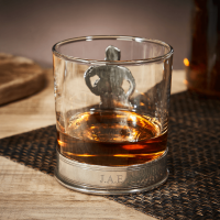 English Pewter Rugby Glass Whisky Tumbler