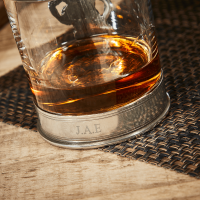 English Pewter Rugby Glass Whisky Tumbler