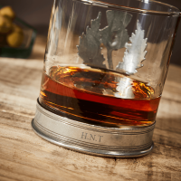 English Pewter Scottish Thistle Glass Whisky Tumbler