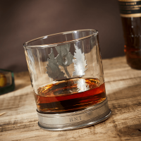 English Pewter Scottish Thistle Glass Whisky Tumbler