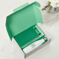 Green Notebook, Pen & White Water Bottle Gift Set