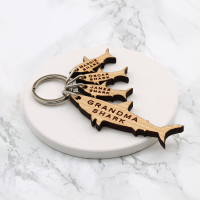 personalised Wood Sharks Keyring