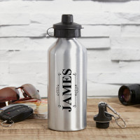 personalised Name Script Silver Water Bottle