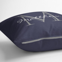 personalised Navy Monogram Cushion 18x18"