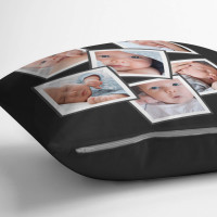 Black 6 Photo Collage Cushion 18x18"