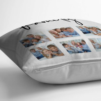 personalised Family 6 Photo Collage Cushion (White) 18x18"