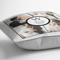 personalised Wedding Collage Cushion (White) 18x18"