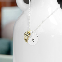 personalised Contemporary Angel Wing Necklace - Silver