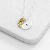 personalised Contemporary Angel Wing Necklace - Silver