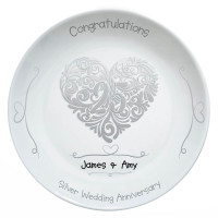 personalised Silver Anniversary Plate