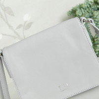 personalised Leather Crossbody Bag light grey