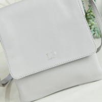 personalised Leather Crossbody Bag light grey