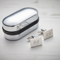 Personalised Rectangle Silver Finish Cufflinks