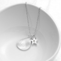 personalised Star and Drop Necklace Silver