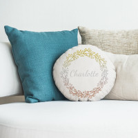 personalised Gold Silver Bronze Name Round Cushion 18"