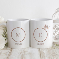 personalised 20th Anniversary Rings Matching Mugs