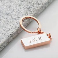 personalised Rose Gold Rectangle Keyring