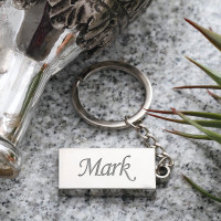 personalised Silver Coloured Rectangle Keyring