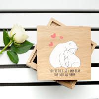 personalised The Best Mama Bear Oak Photo Cube