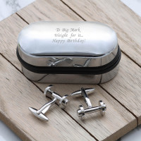 personalised Dumbbell Cufflinks Gift Set