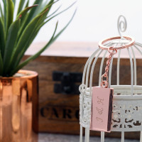 personalised Rose Gold Rectangle Keyring