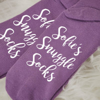 personalised Name Snuggle Purple Socks