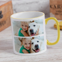 personalised Yellow Two Tone Split Photo Mug