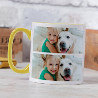 personalised Yellow Two Tone Split Photo Mug