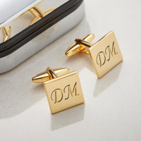 Personalised Gold Finish Square Cufflinks