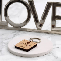 personalised square wood keyring