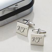 Personalised Square Silver Finish Cufflinks