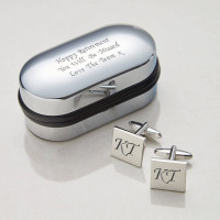 Personalised Square Silver Finish Cufflinks